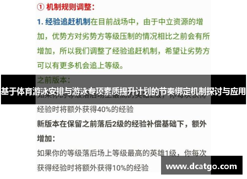 基于体育游泳安排与游泳专项素质提升计划的节奏绑定机制探讨与应用