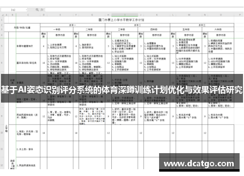 基于AI姿态识别评分系统的体育深蹲训练计划优化与效果评估研究